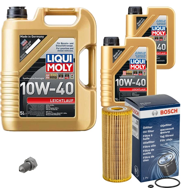 Filtro olio Bosch 7 L Liqui Moly funzionamento leggero 10 W-40 per VW Skoda Golf IV 1.9 TDI