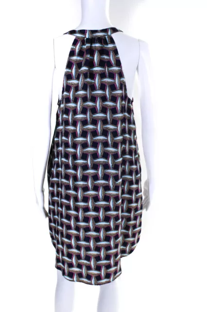 Cooper & Ella Womens Sleeveless V-Neck Geometric Tassel Shift Dress Blue Size M 3
