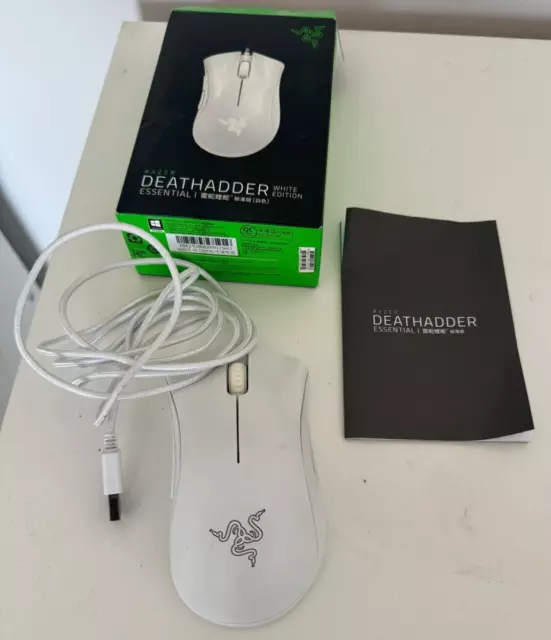 White Razer DeathAdder Essential Wired Optical  Gaming Mouse