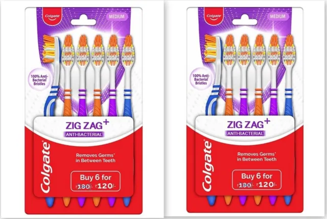 2 cepillos de dientes Colgate ZigZag, paquete de 6 cepillos de dientes,...