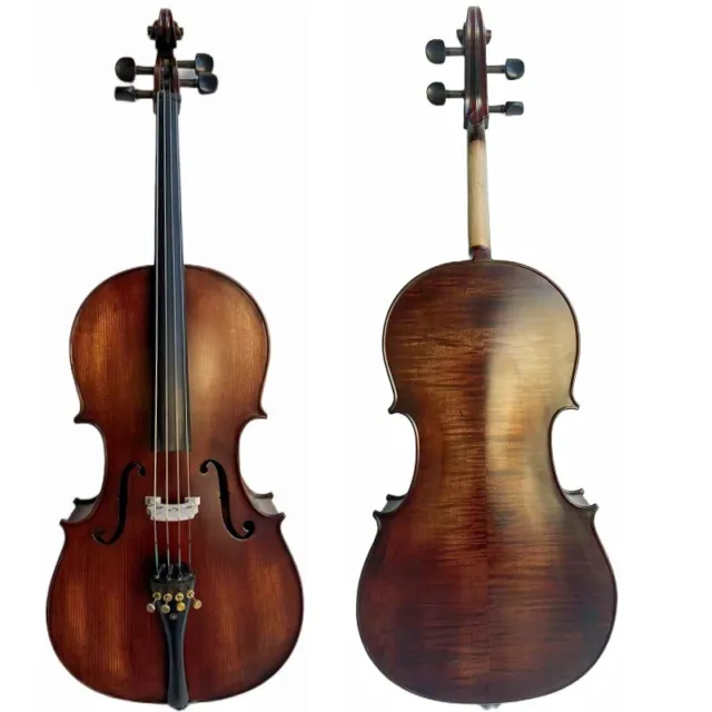 1/4 Cello,Student Child Cello,Good Sound,Maple back.Dark Brown Free bag bow15685