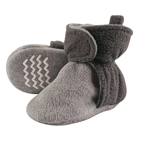Hudson Baby Unisex Baby Cozy Fleece Booties, Charcoal/Heather Gray, Size 0.0