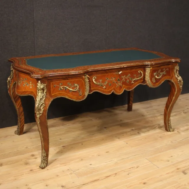 Napoleon III Secretary Desk 3 Drawers Table Bronze Golden Xx Century