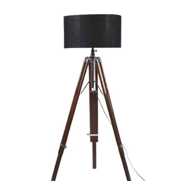 Abat-jour Nautique Lampe Trépied En Bois Réglable Vintage Lampadaire Stand...