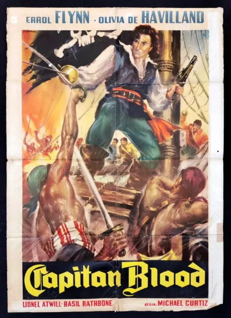 CAPITAN BLOOD manifesto poster Errol Flynn de Havilland Curtiz Captain E29