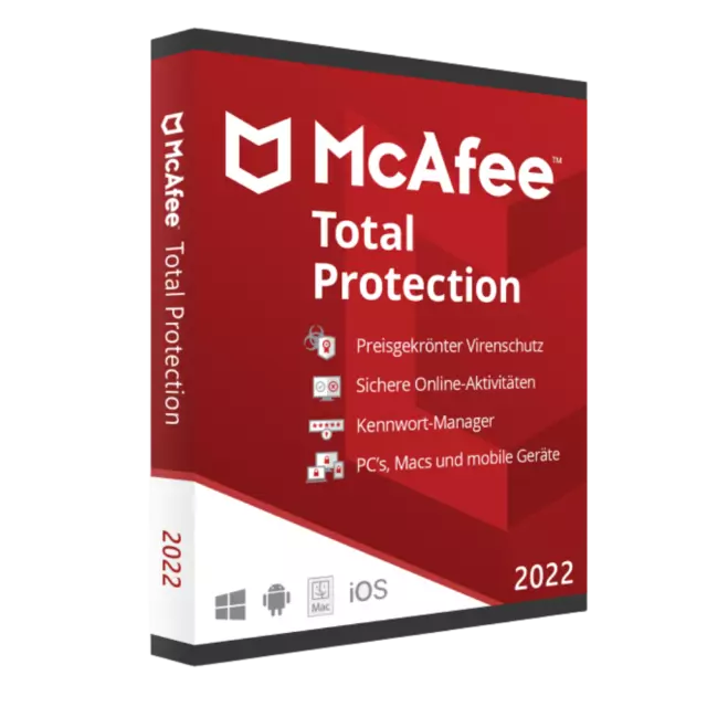 McAfee Total Protection 1, 5, 10 Geräte PC 1 Jahr / Internet Security Antivirus