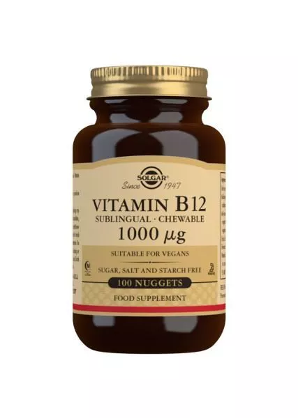 Solgar Vitamine B12 1000µg Sublingual - Végétalien à Croquer Pépites (x100)