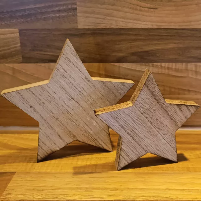 Estrella de Madera 12Y 15cm Ancho Aprox. 1,5cm Grueso Decoración Navidad #01&02