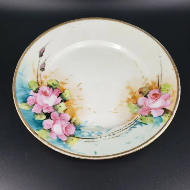Vintage Made In Japan Porcelain Plate Handpainted Floral 8.5"