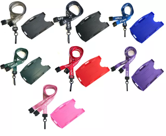 STAFF Neck Strap Lanyard With Double Sided ID Card Pass Badge Holder FREE P&P!!