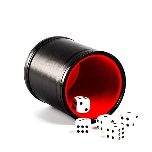 Felt Lined Professional Dice Cup with 5 Dice Quiet for Yahtzee Game