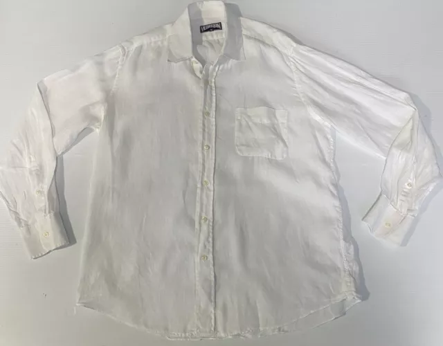 VILEBREQUIN Long Sleeve Shirt  Mens XL White 100% Linen