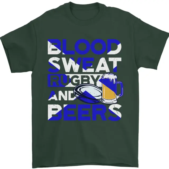 T-shirt da uomo Blood Sweat Rugby and Beers Scozia divertente 100% cotone 2