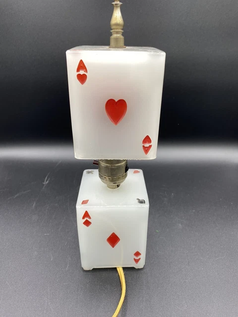 Boudoir Art Deco Houze Glass CASINO DICE 10” Desk Lamp
