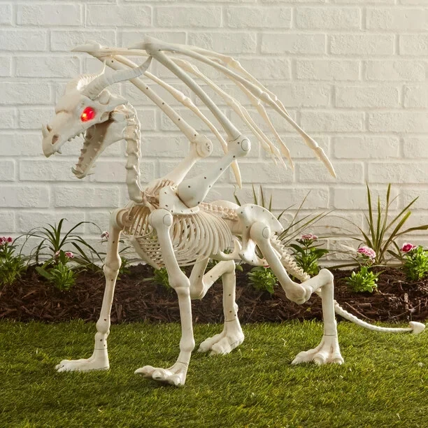 3 FT TALL Animated Spooky Dragon Skeleton Halloween Yard Lawn