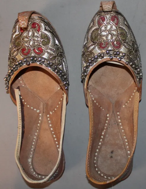 Vintage Islamic Folk Hand Made Ornate Leather/Tinsel Slippers