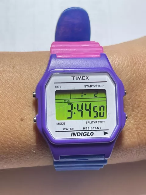 TIMEX 555 V3 Indiglo Multicoloured Retro Rave Digital Watch CR 2016 Cell Blue 26.99 PicClick UK