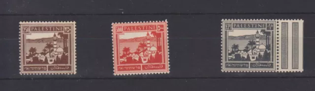 p3624 PALESTINE 1942 NH top values 250m;500m and £P1. SG.109/11