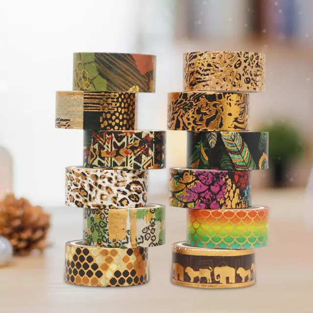 12Pcs 300cm Washi Tapes Masking Tapes Journal DIY Décoratif Cadeaux