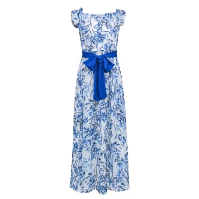 {Eliza J} Blue & White Floral Print Off The Shoulder Maxi Dress