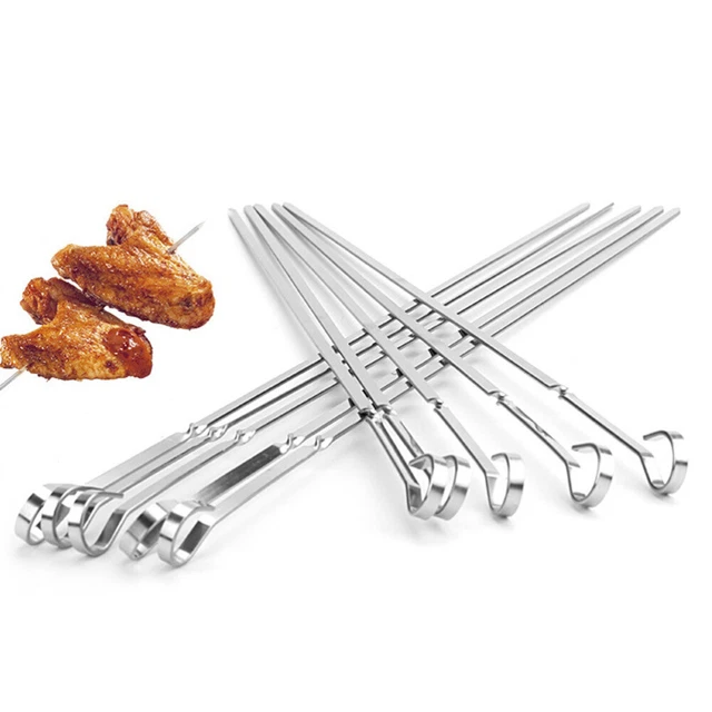20 pinchos planos con aguja de barbacoa plataforma de acero inoxidable