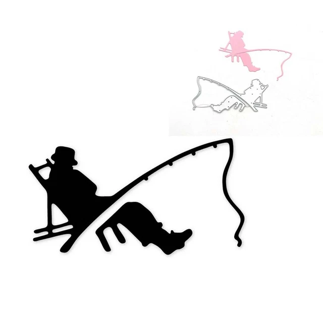 Metal Cutting Dies Men Fishing Stencil DIY Scrapbooking Paper Album Card Making