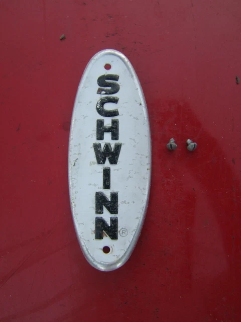 Vintage 1965 SCHWINN HEAD BADGE with Original Screws Vintage 1965 SCHWINN HEAD BADGE with Original Screws