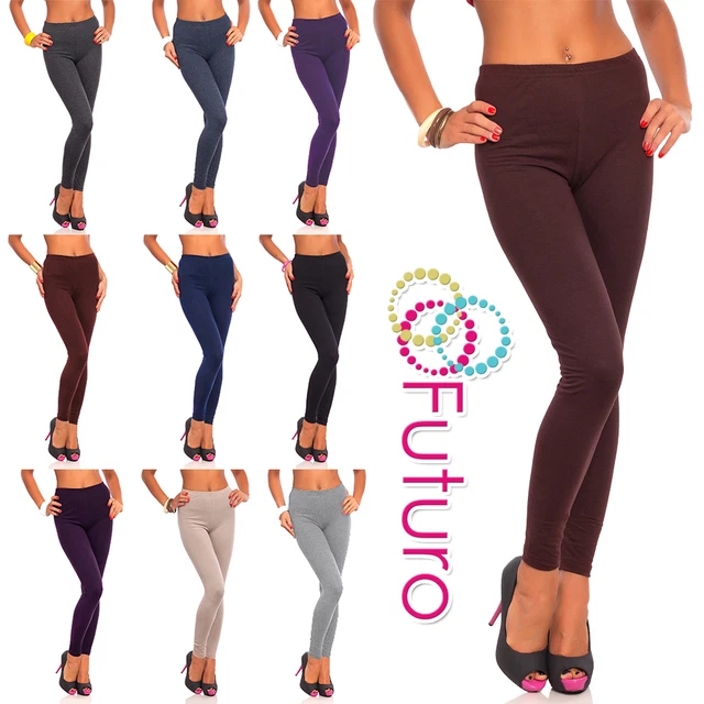 Leggings Donna Cotone Lunghezza Intera Taglie 8 - 28 Non Vedere Attraverso