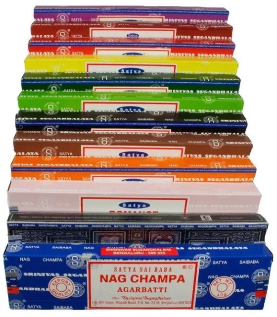 3 or 12 - Satya Genuine Nag Champa Incense Sticks Joss 15g - Assorted