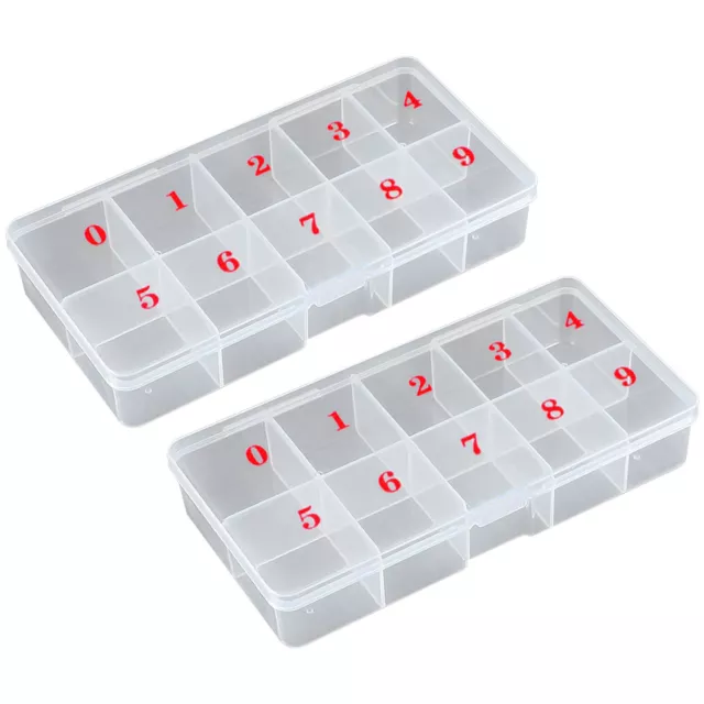 Nail Tip Box - 2 Pack Empty Spaces Storage Case Nail Art Organizer Container Box