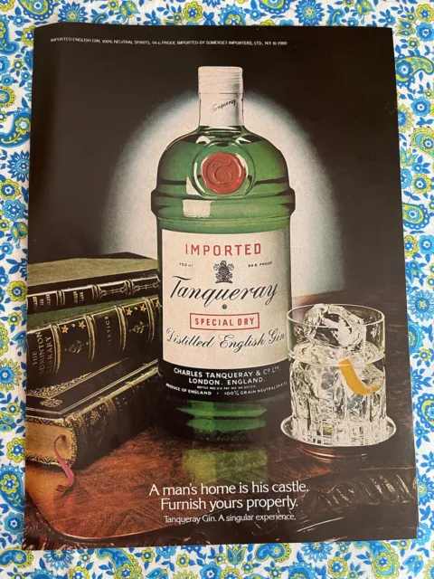 Vintage 1981 Tangueray English Gin Print Ad  - Ad Only