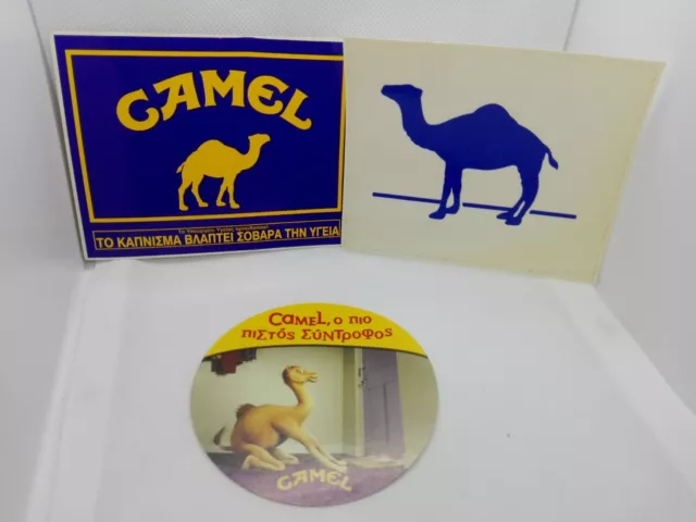 3x Vintage Camel Cigarettes Advertising Stickers