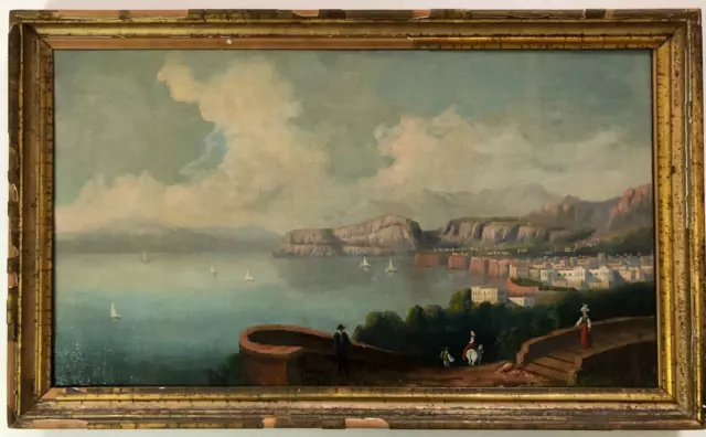 Antique painting 800 Sorrento Vesuvius oil on canvas School of Posillipo 74.7x42.5cm Antique painting 800 Sorrento Vesuvius oil on canvas School of Posillipo 74.7x42.5cm