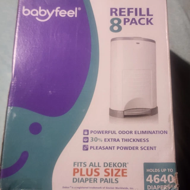 Babyfeel Refills Compatible with Dekor Plus Diaper Pail bag 8 Pack