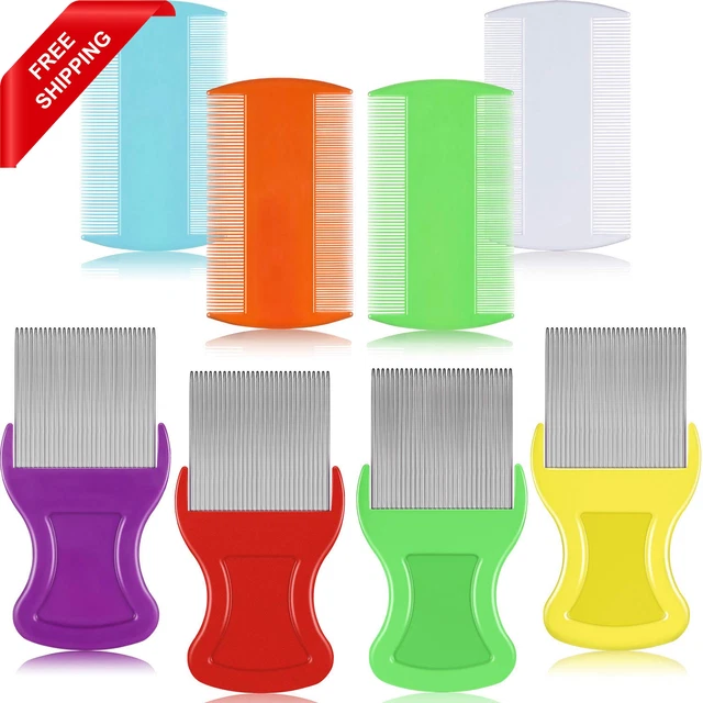8 Pieces Flea Lice Combs Double Sided Lice Removal Comb Hair Grooming with Metal
