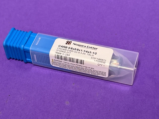 Niagara Solid Carbide Square End Mill Cnc430-0.625-D2-S.3-Z4 - N85872
