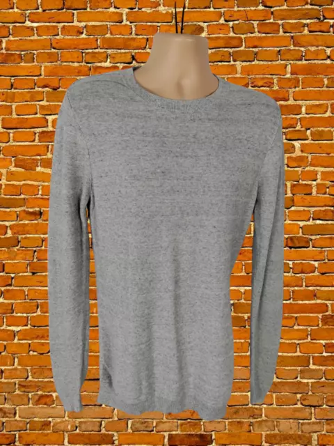 Mens Next Uk Small Light Grey Crew Neck Long Sleeve Jumper Sweater Pullover Top