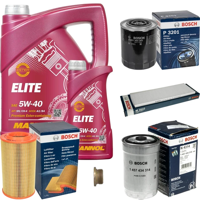 Kit D'inspection & Vidange BOSCH MANNOL 8L 10W-40 - Huile Moteur + Filtres, Compatible Alfa Romeo Spider