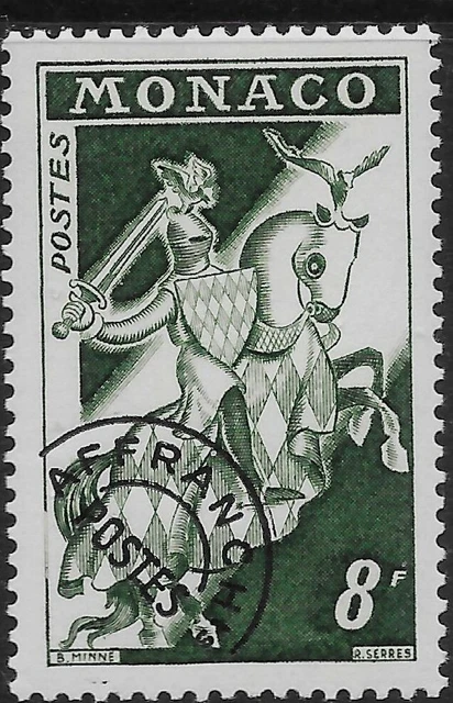 MONACO SG493 1954 8f VERDE INTENSO PRE-CANCELLA INUTILIZZATO EUR 1 