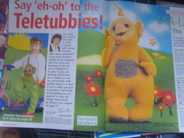 Vintage Teletubbies Strickmuster ~ Alan Dart ~ Laa-Laa Spielzeug & Dipsy Jumpper
