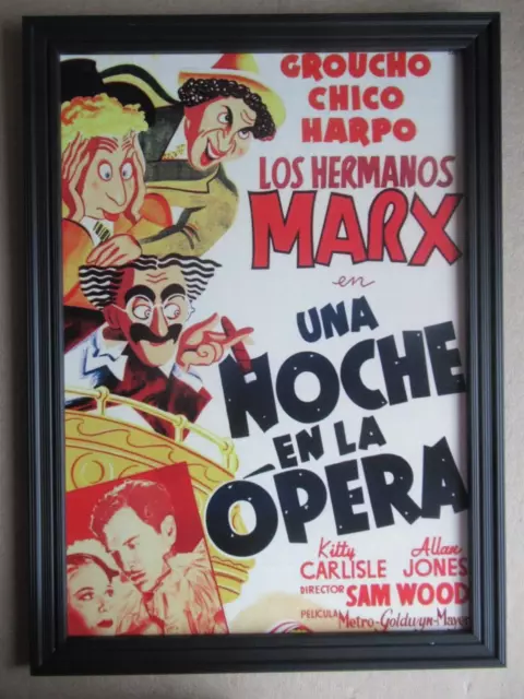 Marx brothers  "A night at the opera", film poster, ideal gift,A4,framed,rare.