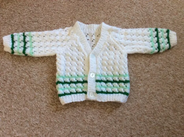 Hand Knitted Baby Cardigan - Size 0-3 months