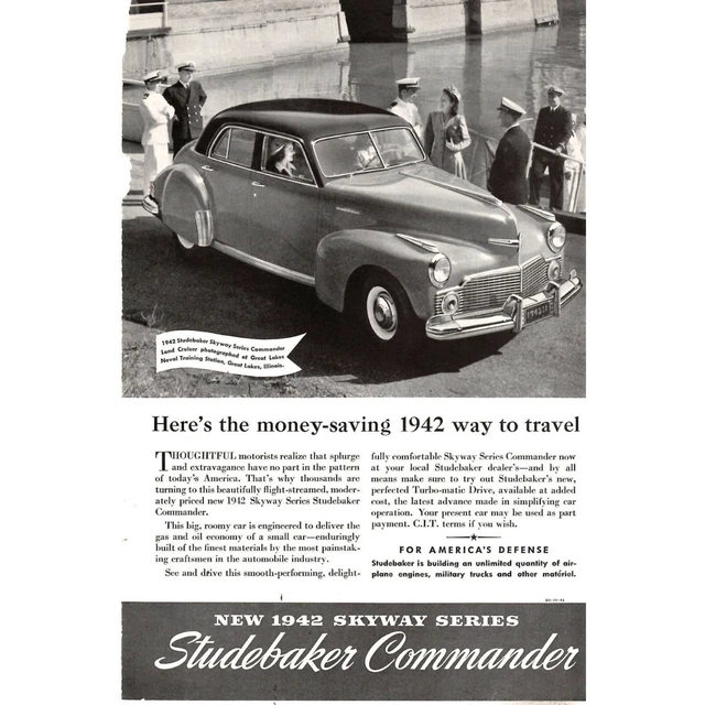 Studebaker Commander 1942 Skyway series Advertising Print Ad Vintage