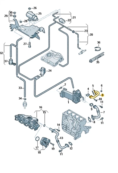Agr Verbindungsrohr AGR Ventil Rohr Dichtung Schelle Original VW T5  070131521AF T5 Verbindungsrohr