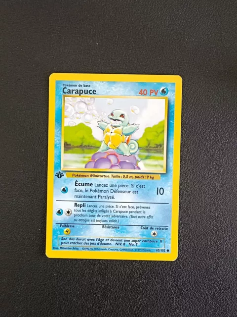 Carte Pokemon CARAPUCE 63/102 Set de Base Wizards EDITION 1 FR Exc