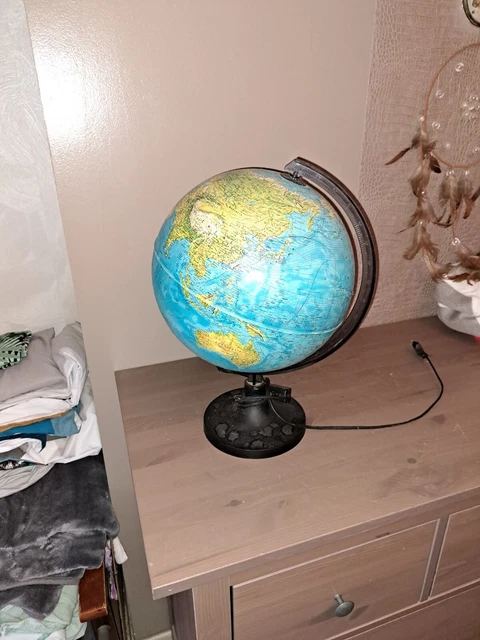 GLOBE TERRESTRE LUMINEUX VINTAGE 1950 MAPPEMONDE RETRO 50s 50's