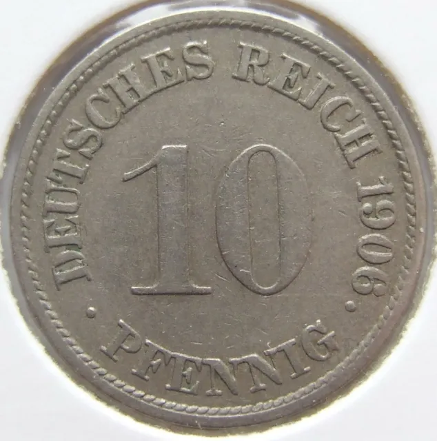 Moneta Reich Tedesco Impero Tedesco 10 Pfennig 1906 G IN Very fine