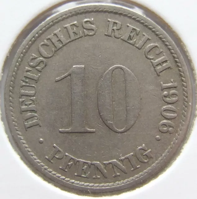 Moneta Reich Tedesco Impero Tedesco 10 Pfennig 1906 G IN Very fine