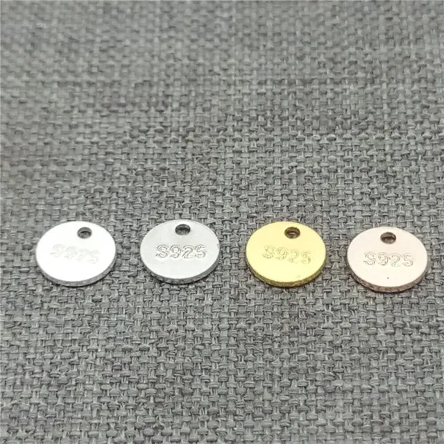 30pcs of 925 Sterling Silver Blank Disc Tag Charms w/ Gold Plated Rhodium Plated