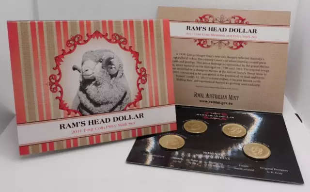 2011: RAM’S HEAD DOLLAR Four Coin Privy Mark Set The Royal Australian Mint UNC